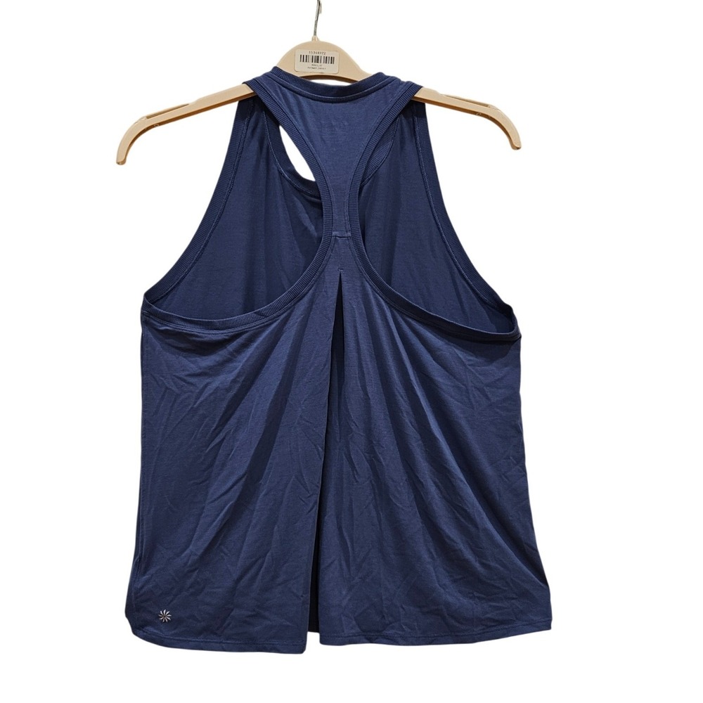 Athleta Ease In Tank Navy Blue Racerback Split Back Activewear Top Large - Picture 2 of 3